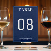 Numéro De Table Simple Mariage de frontière bleu bleu marine