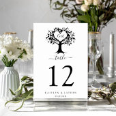 Numéro De Table Simple Mariage de l'arbre cardiaque du Monogramme 