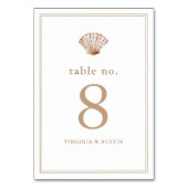 Numéro De Table Simple mariage de plage aux coquillages Classiques (Dos)