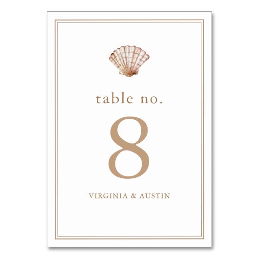 Numéro De Table Simple mariage de plage aux coquillages Classiques (Par défaut)