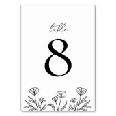 Numéro De Table Simple Mariage Floral noir et blanc (Par défaut)
