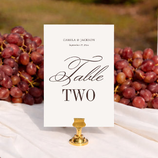 Numéro De Table Simple Mariage Ivoire et Brun Espresso