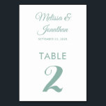 Numéro De Table Simple mariage moderne blanc menthe vert élégant<br><div class="desc">Carte de numéro de table minimaliste simple et élégante avec un script vert menthe élégant sur un arrière - plan blanc classique. Facilement personnalisable avec les noms de la mariée et du marié, la date du mariage et le numéro de table. Pour plus de personnalisation ou des commandes personnalisées, n'hésitez...</div>