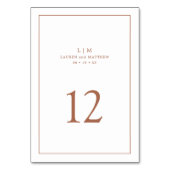 Numéro De Table Simple Mariage Monogramme Élégant en Terracotta (Dos)