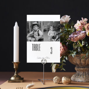 Numéro De Table Simple Mariage Photo Enfance Minimaliste