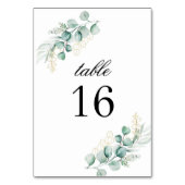Numéro De Table Simple Mariage Rustique avec Verdure d'Eucalyptus (Dos)