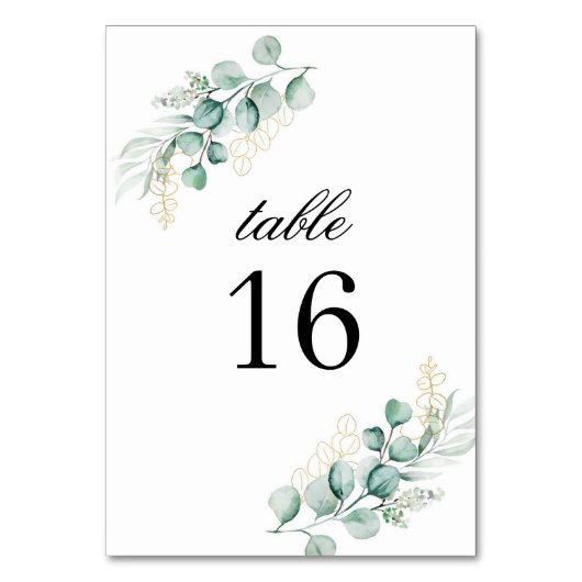 Numéro De Table Simple Mariage Rustique avec Verdure d'Eucalyptus (Par défaut)