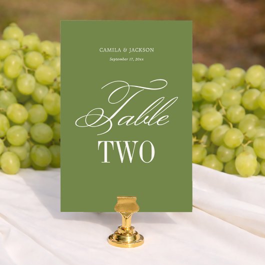 Numéro De Table Simple mariage vert olive