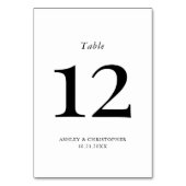Numéro De Table Simple Modern Black and White Wedding (Dos)