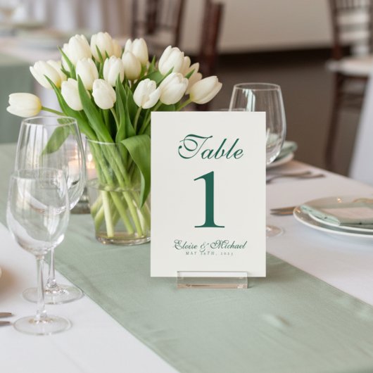 Numéro De Table Simple Modern Minimalist Sage Green Wedding