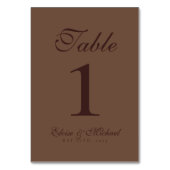 Numéro De Table Simple Modern Mousse Brown Wedding (Dos)