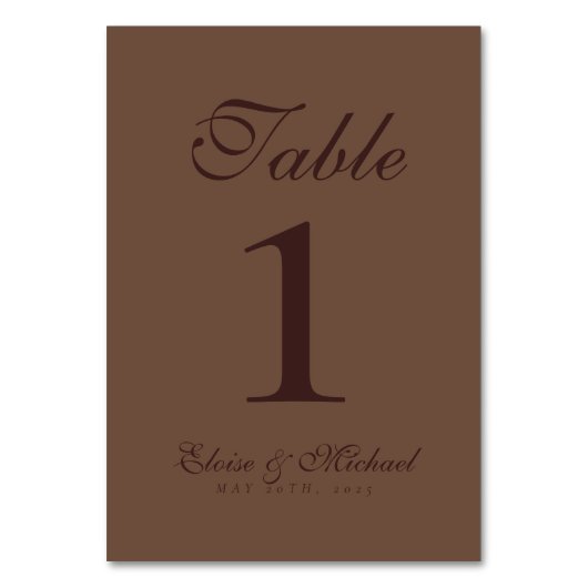 Numéro De Table Simple Modern Mousse Brown Wedding (Par défaut)