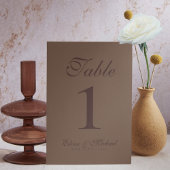 Numéro De Table Simple Modern Mousse Brown Wedding