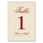 Numéro De Table Simple Modern Old Money Bold Red Wedding (Par défaut)