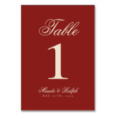 Numéro De Table Simple Modern Old Money Bold Red Wedding (Dos)