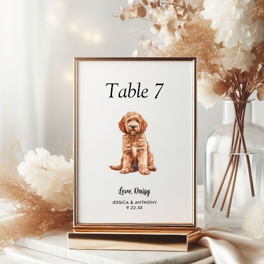 Numéro De Table Simple Moderne Aquarelle Mariage Chien