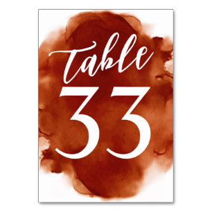 Numéro De Table Simple Moderne Aquarelle Orange Brûlé