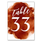 Numéro De Table Simple Moderne Aquarelle Orange Brûlé (Dos)