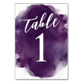 Numéro De Table Simple Moderne Aquarelle Violet Profond Prune (Dos)