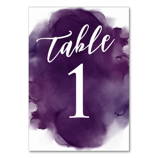 Numéro De Table Simple Moderne Aquarelle Violet Profond Prune (Par défaut)
