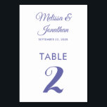 Numéro De Table Simple moderne blanc poussiéreux violet élégant ma<br><div class="desc">Carte de numéro de table minimaliste simple et élégante, avec un élégant script pourpre perwinkle sur un arrière - plan blanc clair classique. Facilement personnalisable avec les noms de la mariée et du marié, la date du mariage et le numéro de table. Pour plus de personnalisation ou des commandes personnalisées,...</div>