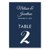 Numéro De Table Simple moderne blanc prussien bleu élégant mariage (Dos)