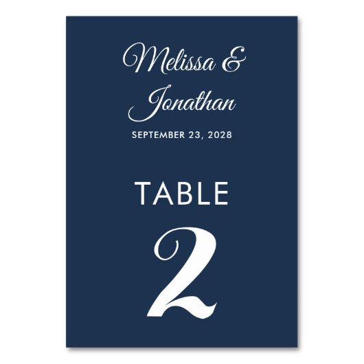 Numéro De Table Simple moderne blanc prussien bleu élégant mariage (Par défaut)
