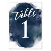 Numéro De Table Simple Moderne Bleu Nuit Aquarelle (Dos)