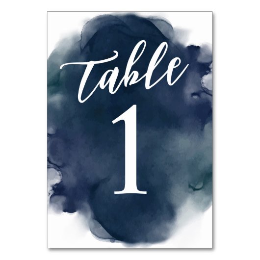 Numéro De Table Simple Moderne Bleu Nuit Aquarelle (Par défaut)
