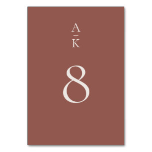 Numéro De Table Simple moderne Brown Monogramme Mix Match Mariage