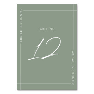 Numéro De Table Simple Moderne Calligraphie Vert Sauge