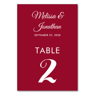 Numéro De Table Simple moderne crammson rouge élégant mariage