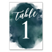 Numéro De Table Simple Moderne Émeraude Bleu Vert Aquarelle (Dos)