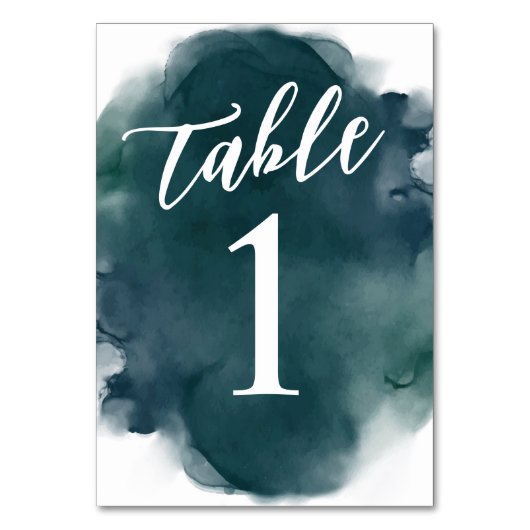 Numéro De Table Simple Moderne Émeraude Bleu Vert Aquarelle (Par défaut)