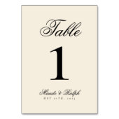 Numéro De Table Simple Moderne Mariage Argent Noir et Crème (Dos)
