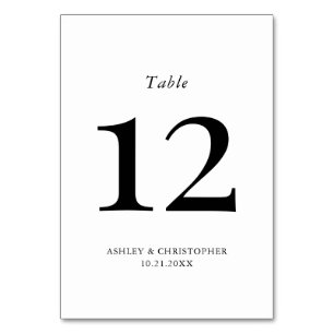 Numéro De Table Simple Moderne Mariage Noir et Blanc