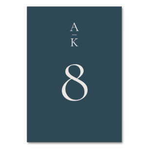 Numéro De Table Simple moderne Marine Blue Monogram Mix Match Mari