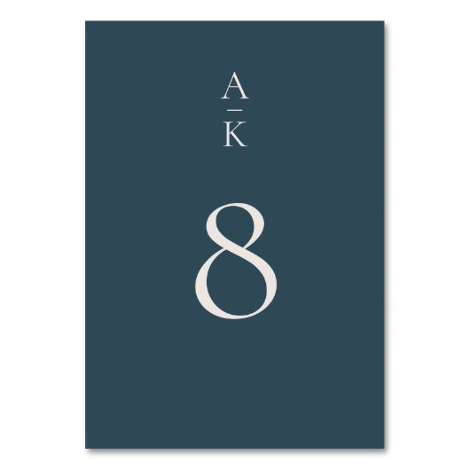 Numéro De Table Simple moderne Marine Blue Monogram Mix Match Mari (Dos)