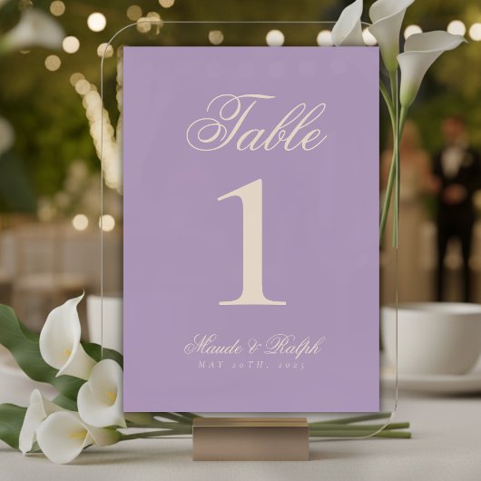 Numéro De Table Simple moderne Vieux argent Lavender Mariage de la