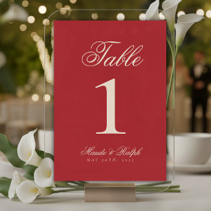 Numéro De Table Simple moderne Vieux Argent Mariage de canneberge