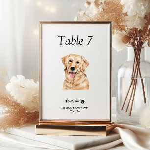 Numéro De Table Simple moderne Watercolor Mariage chien
