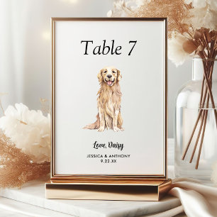Numéro De Table Simple moderne Watercolor Mariage chien