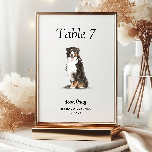 Numéro De Table Simple moderne Watercolor Mariage chien