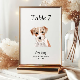 Numéro De Table Simple moderne Watercolor Mariage chien