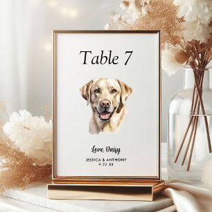 Numéro De Table Simple moderne Watercolor Mariage chien