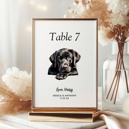 Numéro De Table Simple moderne Watercolor Mariage chien