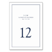 Numéro De Table Simple Monogramme Bleu Marine Élégant de Mariage (Dos)