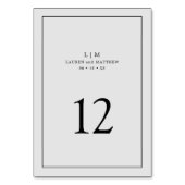 Numéro De Table Simple Monogramme Gris Clair Élégant Mariage (Dos)