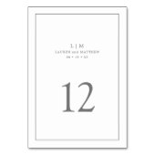 Numéro De Table Simple Monogramme Gris Foncé Élégant Mariage (Dos)