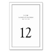 Numéro De Table Simple Monogramme Noir et Blanc Élégant de Mariage (Dos)